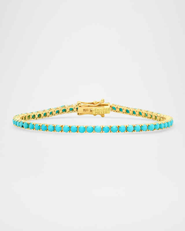 18K Yellow Gold Large 4-Turquoise Tennis Bracelet